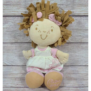 Baby Hamleys Plush Baby Doll Stuffed Toy Cream Pink Outfit Brown Hair 12"